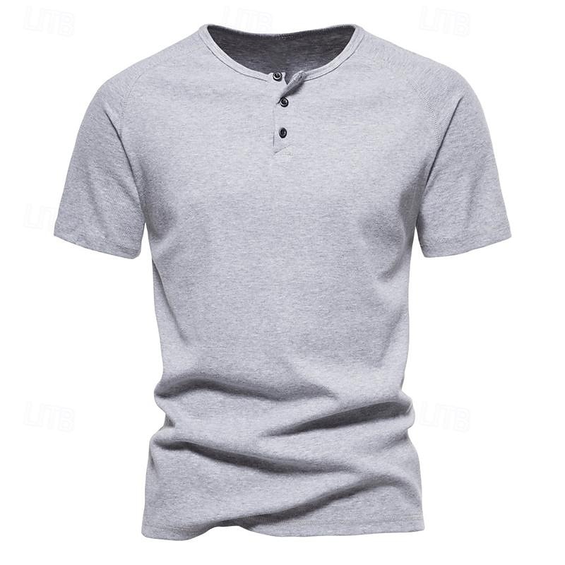 Pánské Tričko s knoflíkem Tričko Tričko Henley Trička Krátký rukáv Henley Jaro léto Bez vzoru Pit Strip Módní Designové Základní Dovolená ulice Jdeme ven Černá Bílá Námořnická modř Top tričko pro muže 2025 - $20.99 –P10