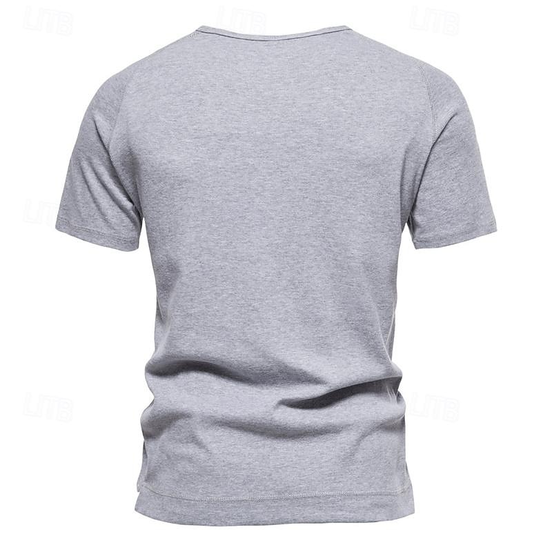 Pánské Tričko s knoflíkem Tričko Tričko Henley Trička Krátký rukáv Henley Jaro léto Bez vzoru Pit Strip Módní Designové Základní Dovolená ulice Jdeme ven Černá Bílá Námořnická modř Top tričko pro muže 2025 - $20.99 –P12