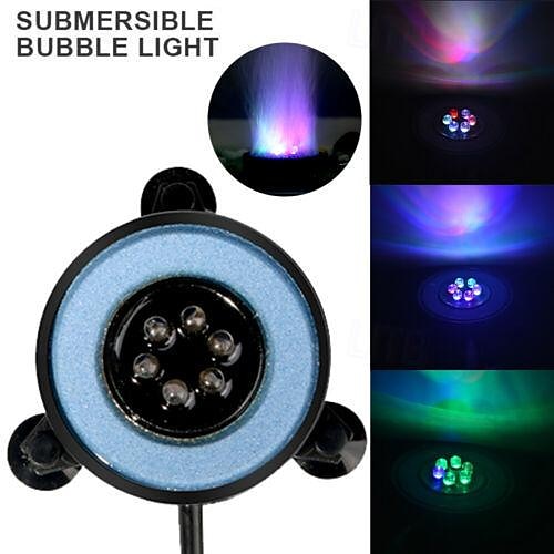 1pc LED Aquarium Air Bubble Light Fish Tank Air Curtain Bubble Stone Disk with 6 Color Changing LEDs US/EU/AU/UK Plug 2025 - $17.99 –P3