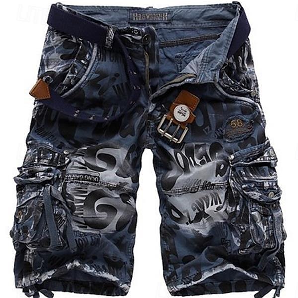 Homme Shorts cargo Short camouflage Shorts de Randonnée Multi-poches Camouflage Longueur Genou Quotidien ancien Streetwear Vert Véronèse Bleu de 2025 ? $28.99 –P3