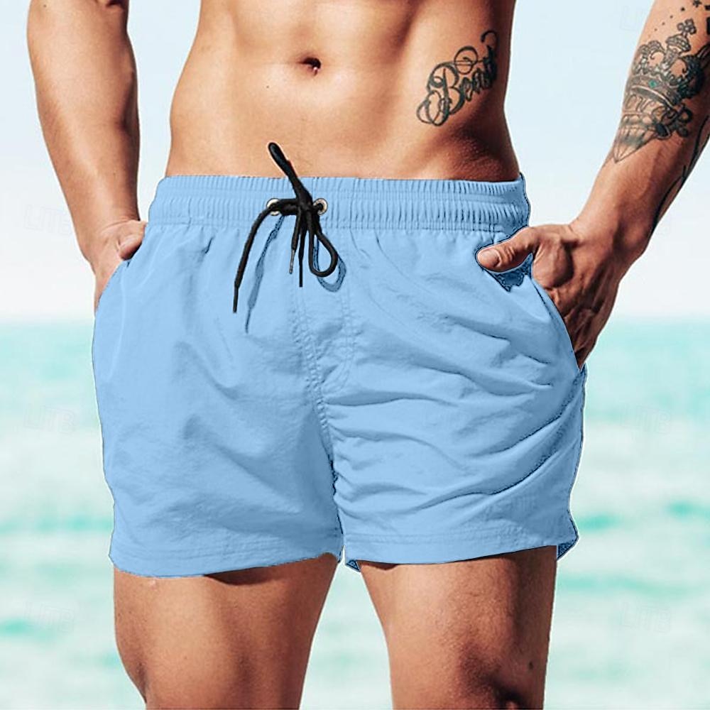 Herre Surfeshorts Badeshorts Snorer Elastisk midje عادي Komfort Hurtigtørkende Kort Ferie Strand Helg Mote Fritid Vannmelon Rød Gressgrønn Mikroelastisk 2026 - $12.49 –P13