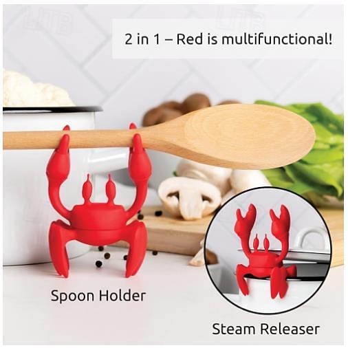 Repose-ustensiles en silicone en forme de crabe, support de cuillère en forme de crabe, clip de support d'ustensiles de cuillère résistant à la chaleur, support d'ustensiles de gril de cuisine, repose-cuillère en silicone pour cuisinière, cadeaux de cuisi de 2026 ? $10.99 –P2