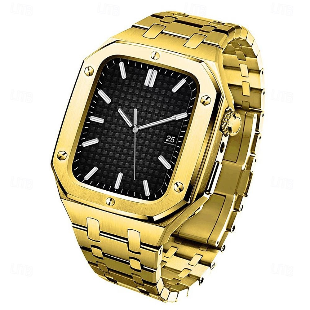 Link Bracelet Compatible with Apple Watch band 44mm 45mm with Case Luxury Butterfly Buckle Stainless Steel Strap Replacement Wristband for iwatch Series 8 7 6 5 4 SE 2025 - $89.99 –P2