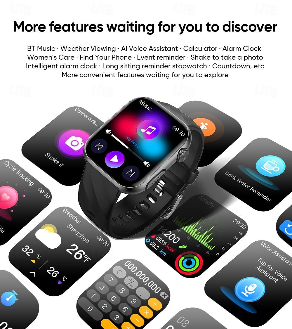iMosi MT500 Smart Watch 1.97 inch Smartwatch Fitness Running Watch Bluetooth ECG+PPG Temperature Monitoring Pedometer Compatible with Android iOS Women Men Hands-Free Calls Waterproof Media Control 2025 - $74.99 –P14