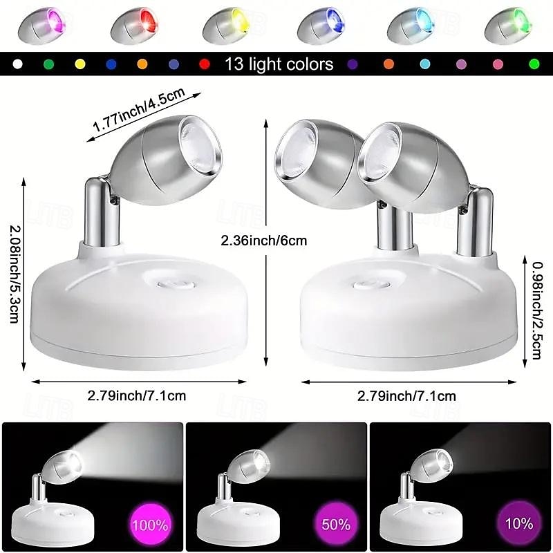 13 цветов RGB фотосветильник светодиодный беспроводной кабинетный прожектор с дистанционным управлением на батарейках с регулируемым углом наклона атмосфера ночник галерея коридор прихожая гостиная 2025 - $14.49 –P13
