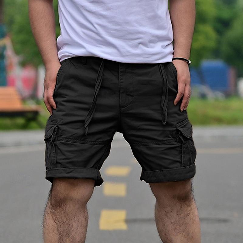 Men's Tactical Shorts Cargo Shorts Shorts Buttons Drawstring Multi Pocket Plain Wearable Short Outdoor Daily Camping & Hiking Fashion Classic Black White 2025 - $26.99 –P6