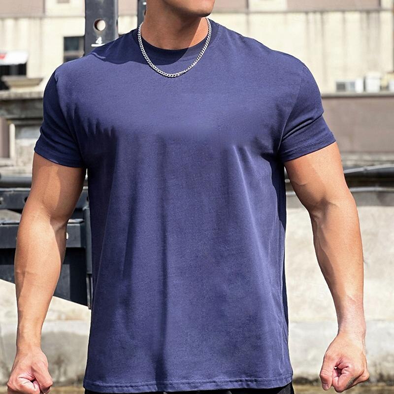 Men's Solid Colored Running T-Shirt Summer Short Sleeve Casual Athleisure Cotton Quick Dry Soft Breathable Gym Workout Running Walking Jogging Dark Grey Black White Sportswear Activewear 2026 - $20.99 –P11