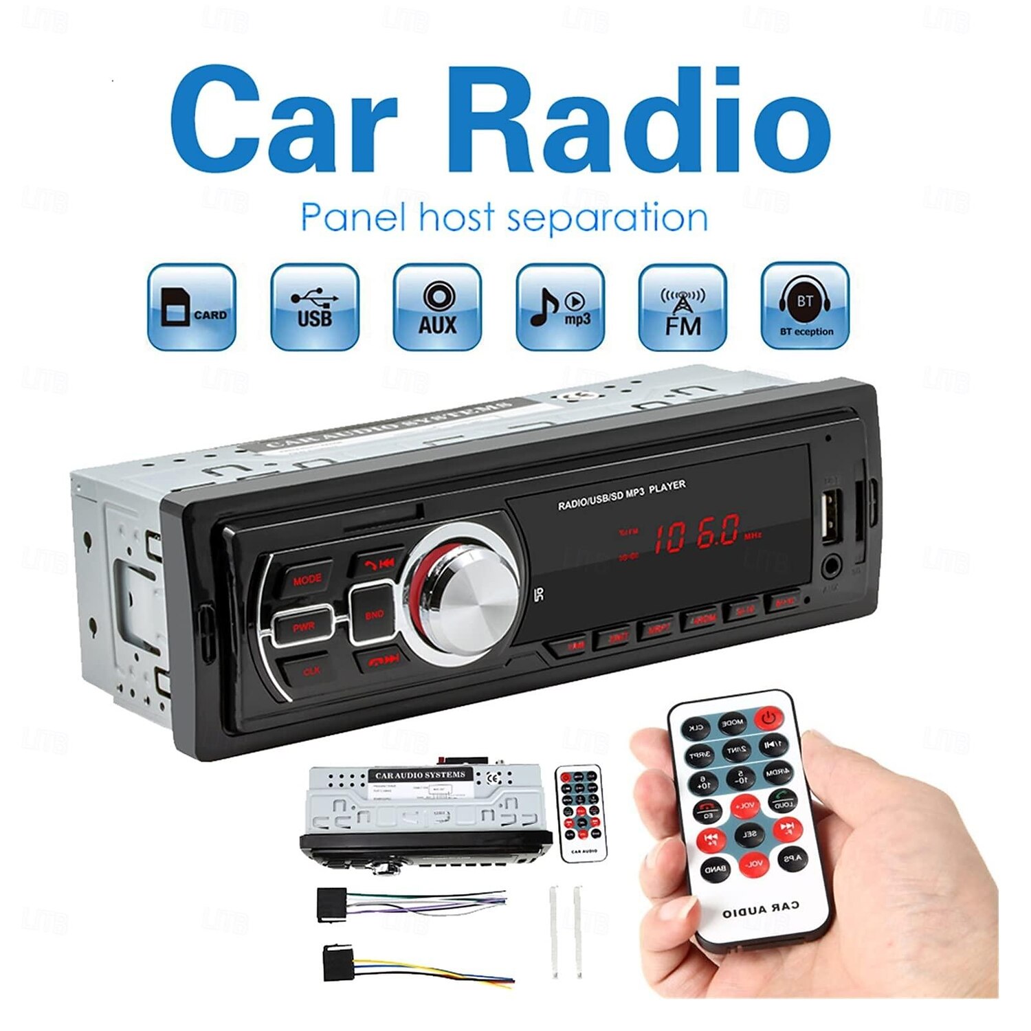2025年 カーラジオ 1 DIN Bluetooth対応 AUX入力 TFカード Uディスク オートステレオ マルチメディアオーディオ MP3プレーヤー ヘッドユニット リモコン付き  コレクション – $43.99 –P3