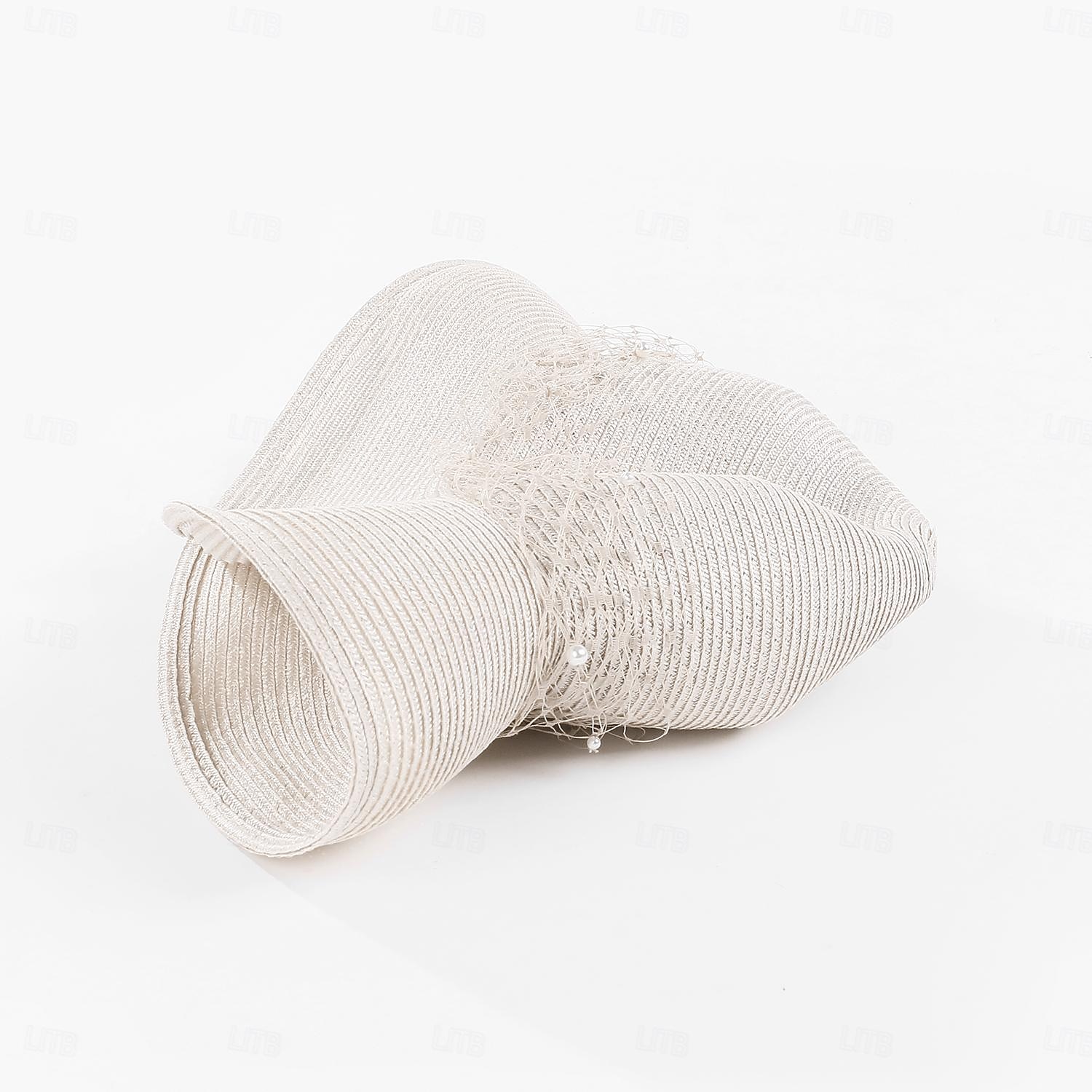 cappelli bombetta in fibra / cappello a cloche cappello a secchiello cappello floscio matrimonio spiaggia matrimonio elegante con copricapo in tulle con perle finte del 2025 a $36.99 –P6