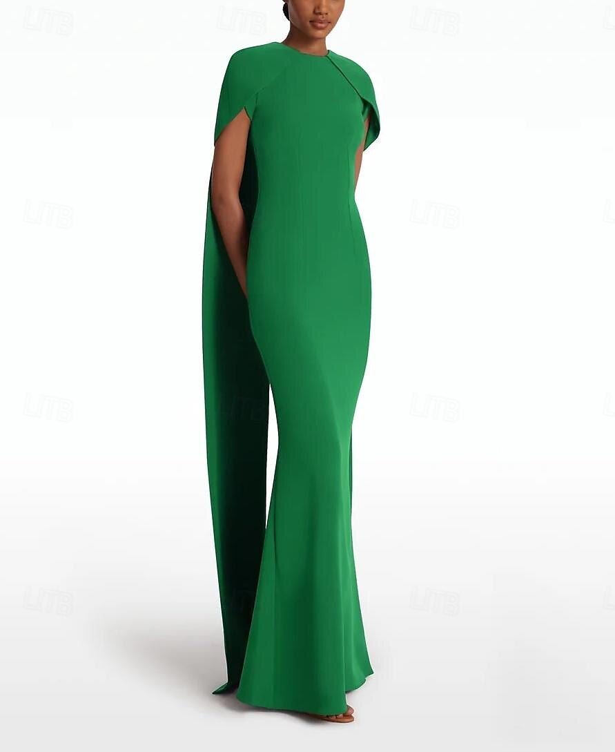 Schlanke Abendrobe Elegantes Kleid Formell Sweeper  Bürstenbahn Ärmellos Juwel-Ausschnitt Stretch-Crêpe mit Schleife(n) 2025 2025 - $156.99 –P3