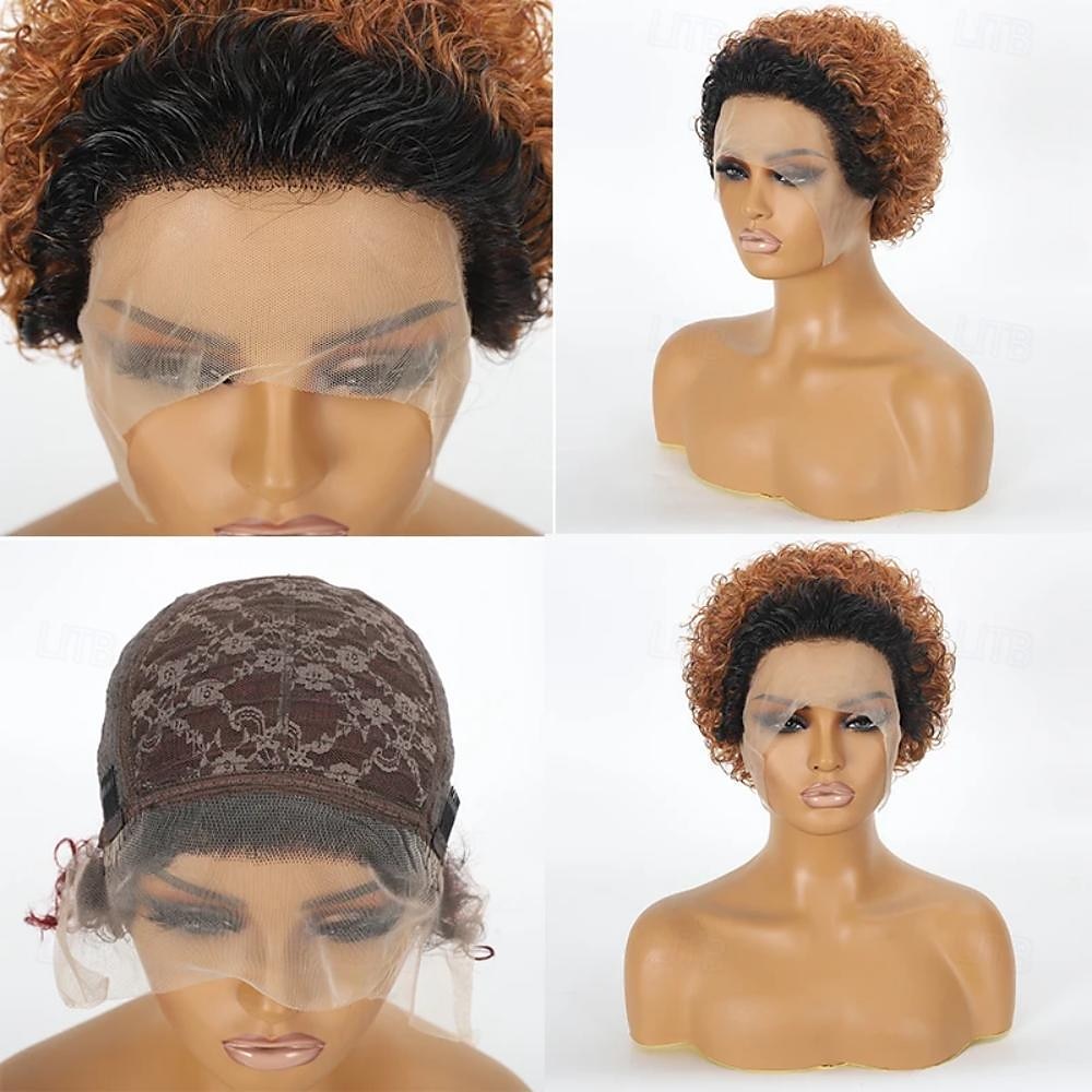 13x1 Pixie Cut Lace Frontal Perücke Echthaar glatt transparent Echthaar Damenperücken Remy Haar kurze Bob Perücke 2025 - $65.99 –P2