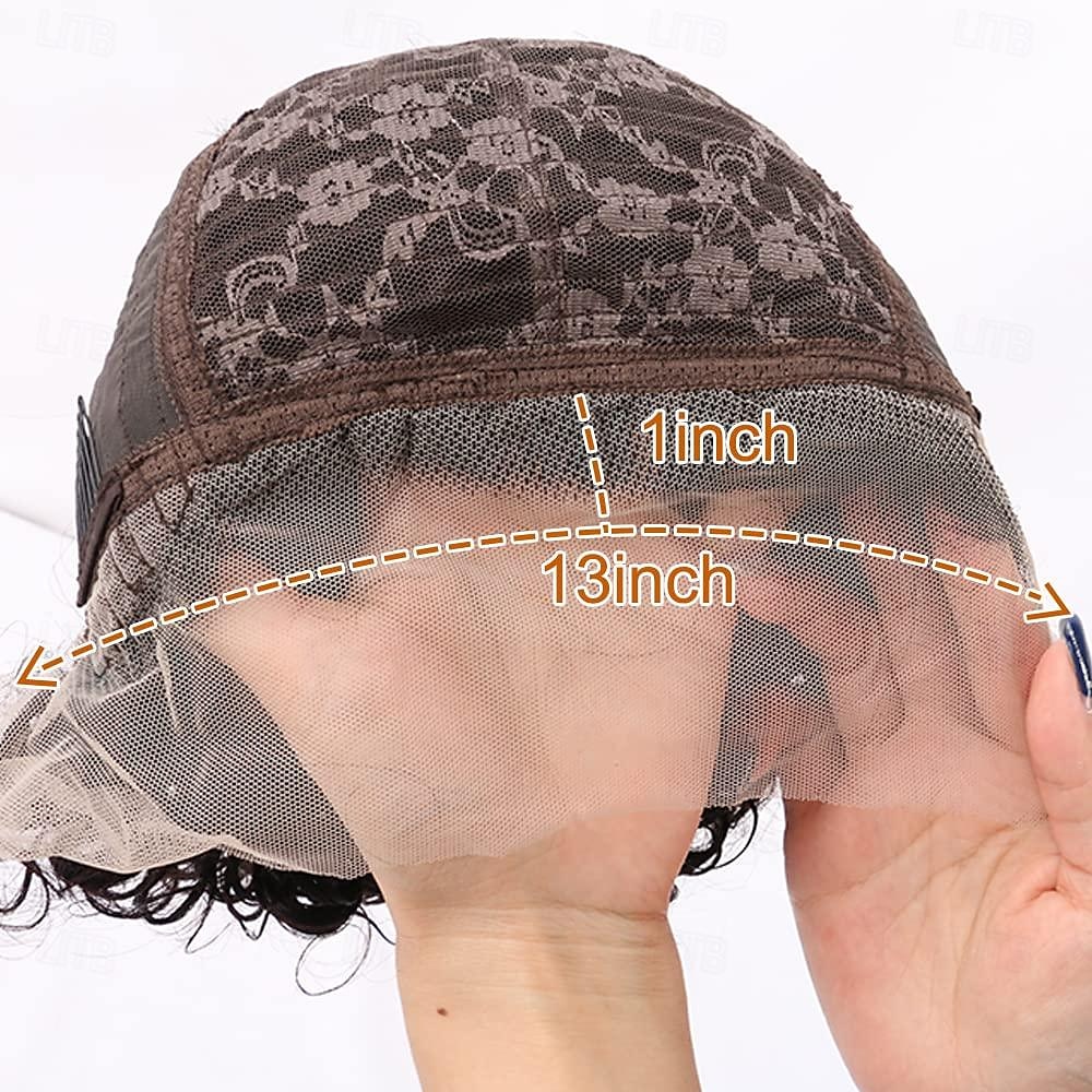 13x1 pixie gesneden kant frontale pruik menselijk haar steil transparant menselijk haar vrouw pruiken remy haar korte bob pruik 2025 - $65.99 –P4