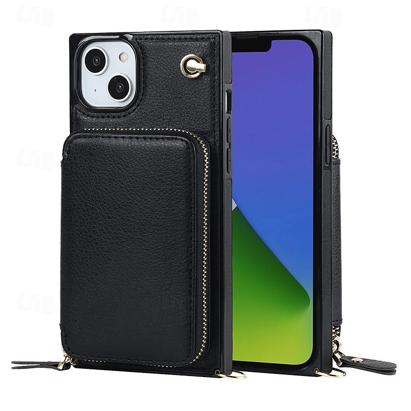 telefon Kılıf Na iPhone 16 15 14 Pro Max Plus iPhone 13 12 11 Pro Max Mini Etui na karty portfela Zamek ze smyczą Stopka Retro TPU Skóra PU 2025 - $24.99 –P1
