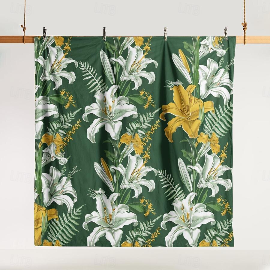 Conjunto de edredom de 3 peças com estampa de lírio branco, para quarto de hotel, quarto de hóspedes, conjunto confortável, 1 capa de edredom, 2 fronhas de 2025 por $60.99 –P15