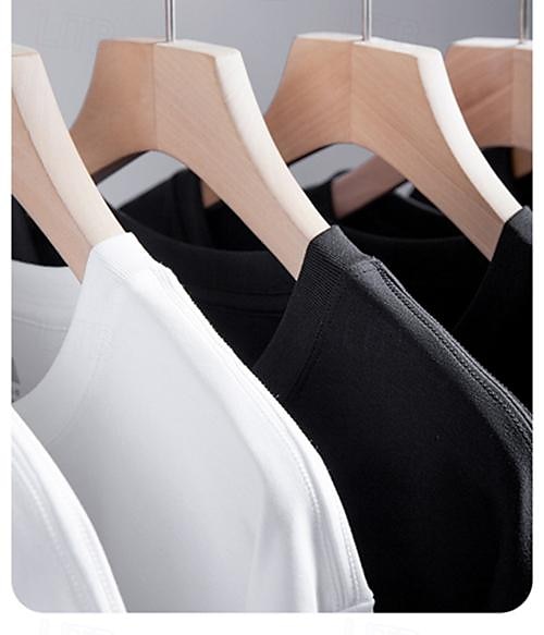 Women's T Shirt Plain Basic Basic Short Sleeve Crew Neck Regular Tops Daily Black White Summer 2025 - $38.99 –P11