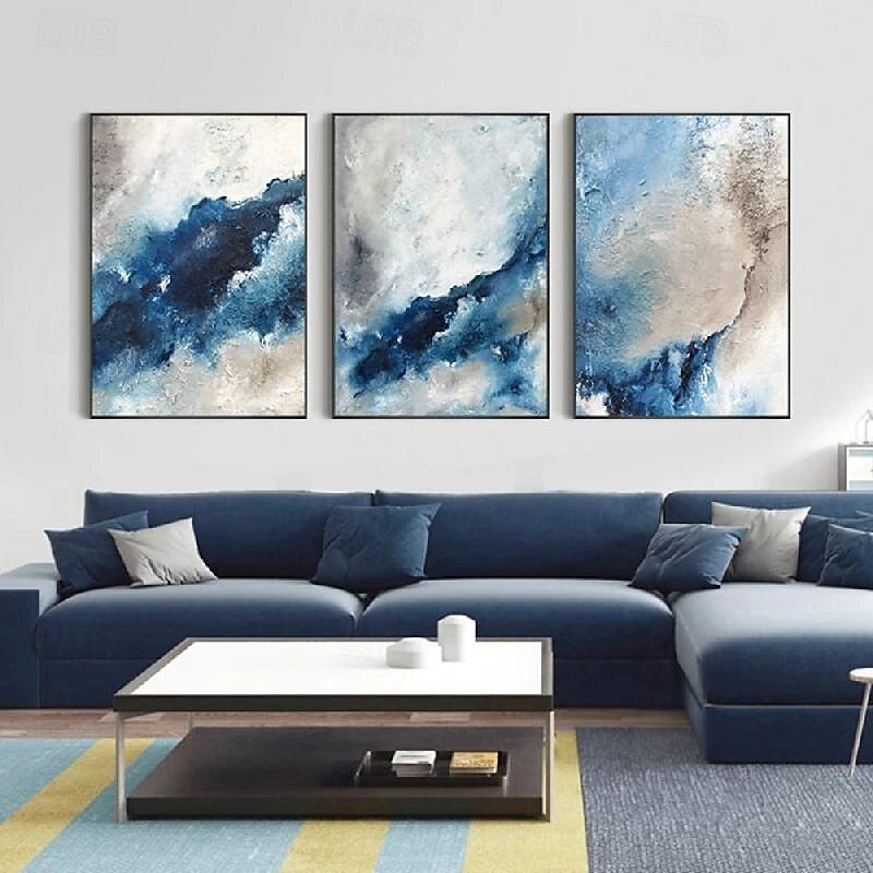 großes handgemachtes abstraktes Küstenlandschafts-Ölgemälde auf Leinwand, großes Ölgemälde, Wandkunst, Ölgemälde, blaue Himmelskunst, individuelles Gemälde für Wohnzimmer, Schlafzimmer, Dekoration 2025 - $125.99 –P5