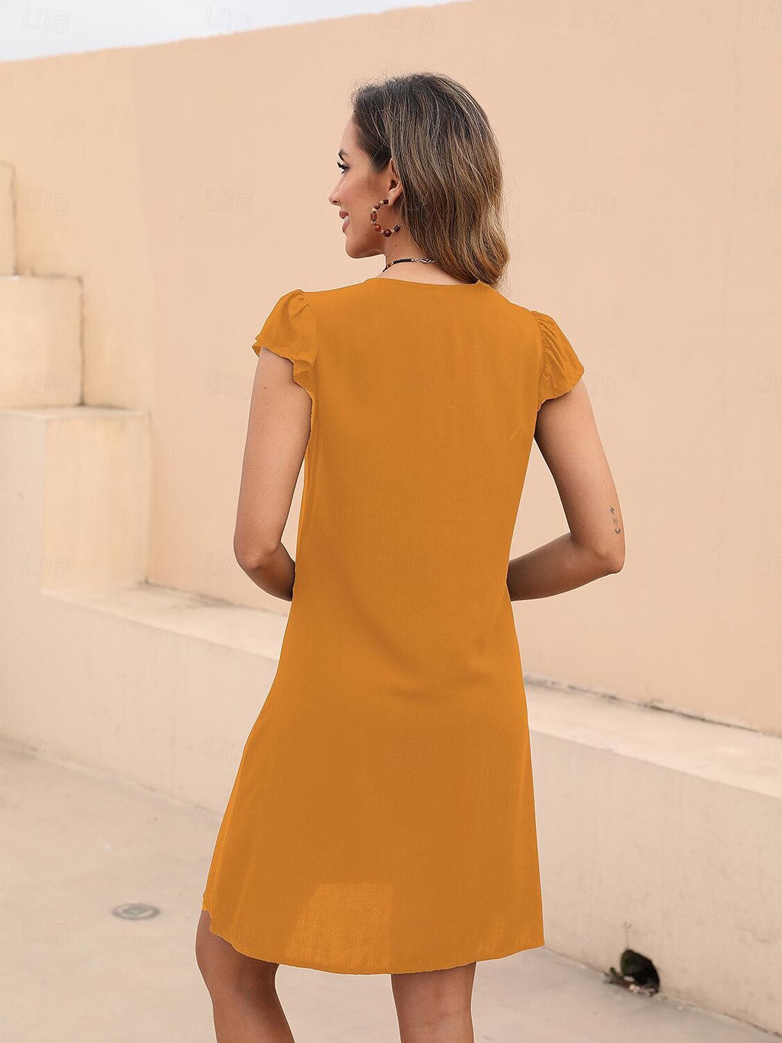 Dam Svart klänning Mini klänning Broderad Cocktailfest Datum Semester Ledigt Boho V-hals Kortärmad Fjäril Svart Vit Orange Färg 2025 - $29.99 –P14
