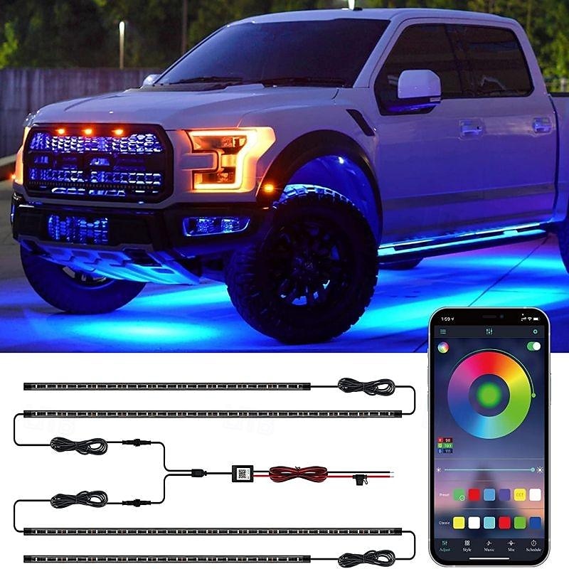 Waza kit luci sottoscocca esterne per auto, 4 strisce luminose a led sottoscocca, 8 colori, funzione audio attiva e telecomando senza fili, con cavo di prolunga da 1,8 m, ip68 del 2025 a $62.99 –P1