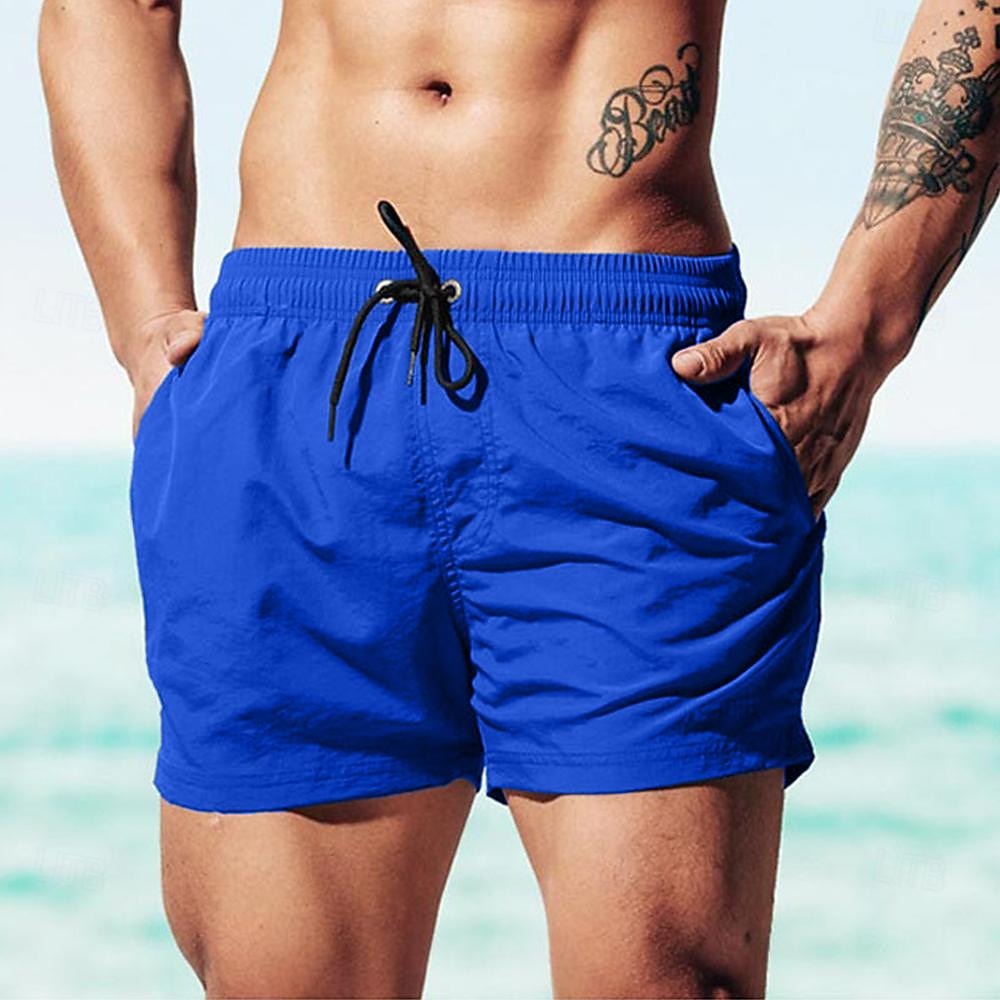 Herre Surfeshorts Badeshorts Snorer Elastisk midje عادي Komfort Hurtigtørkende Kort Ferie Strand Helg Mote Fritid Vannmelon Rød Gressgrønn Mikroelastisk 2026 - $12.49 –P7