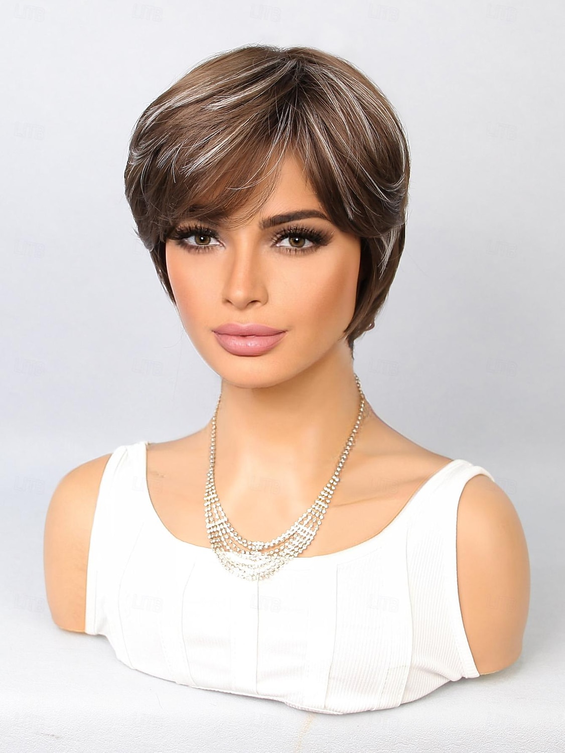 Perucas sintéticas Reta natural Bob curto Parte lateral Peruca 10 polegadas Marron / Branco Cabelo Sintético Mulheres Multi Cores de 2025 por $17.99 –P2