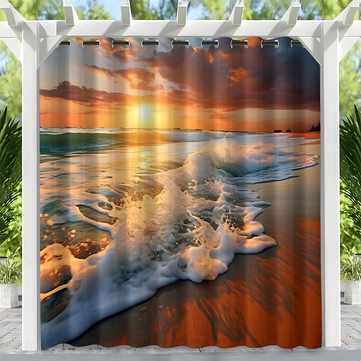 privacidade de cortina externa à prova d'água, cortinas deslizantes para pátio, cortinas de pérgula com ilhós e paisagem florestal para gazebo, varanda, varanda, festa, 1 painel de 2026 por $41.99 –P11