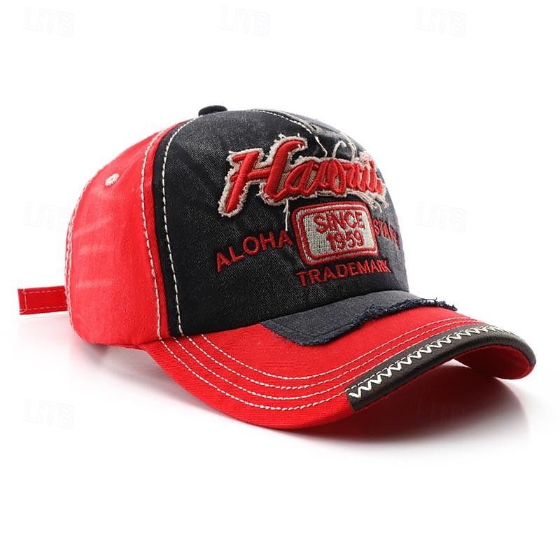 Per uomo Cappellino da baseball Cappello da sole Cappello da camionista Rosso Verde Cotone Collage Con ricami Di tendenza Informale Strada Giornaliero Alfabetico Regolabile Crema solare Traspirante del 2025 a $9.49 –P7