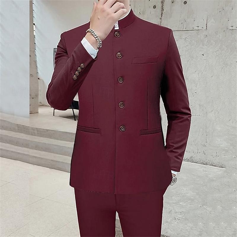 Voor heren Blazer liiketoiminta Cocktailparty Bruiloft Modieus Casual Lente & Herfst Polyester Effen nappi Zak Comfortabel Enkele rij knopen Blazer Zwart Wit Geel Rood 2026 - $75.99 –P2