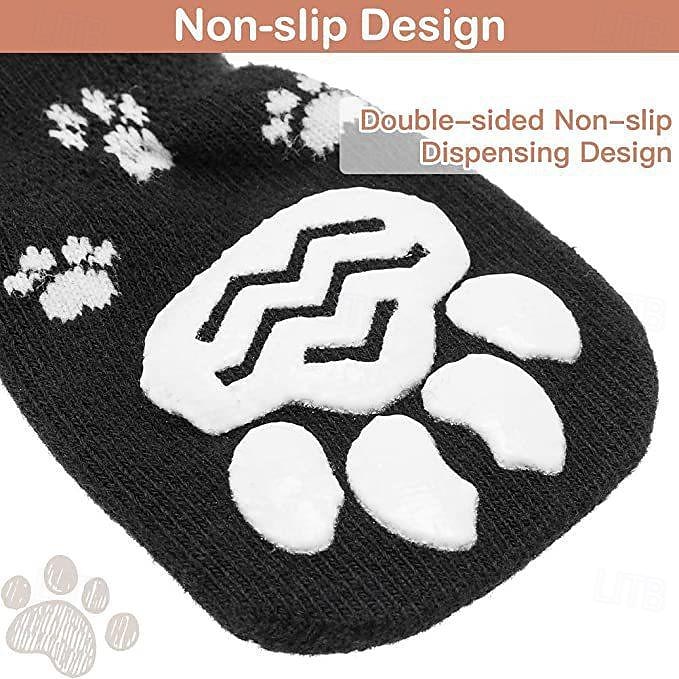 2026年 犬用 猫用 小型ペット用 ソックス アンチスリップ カジュアル 普段着 クリスマス 動物 水玉 ソリッド ペット用 防水材 麦わら マルチカラー  コレクション – $16.49 –P3
