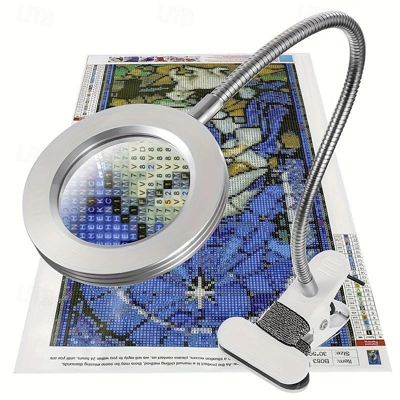 Lámpara de escritorio con lupa LED 5x con abrazadera, alimentación USB con cuello de cisne flexible y abrazadera, 3 modos de color, 10 niveles de brillo, manos libres, perfecta para pintar diamantes, leer, hacer manualidades, coser y soldar 2025 - $17.49 –P1