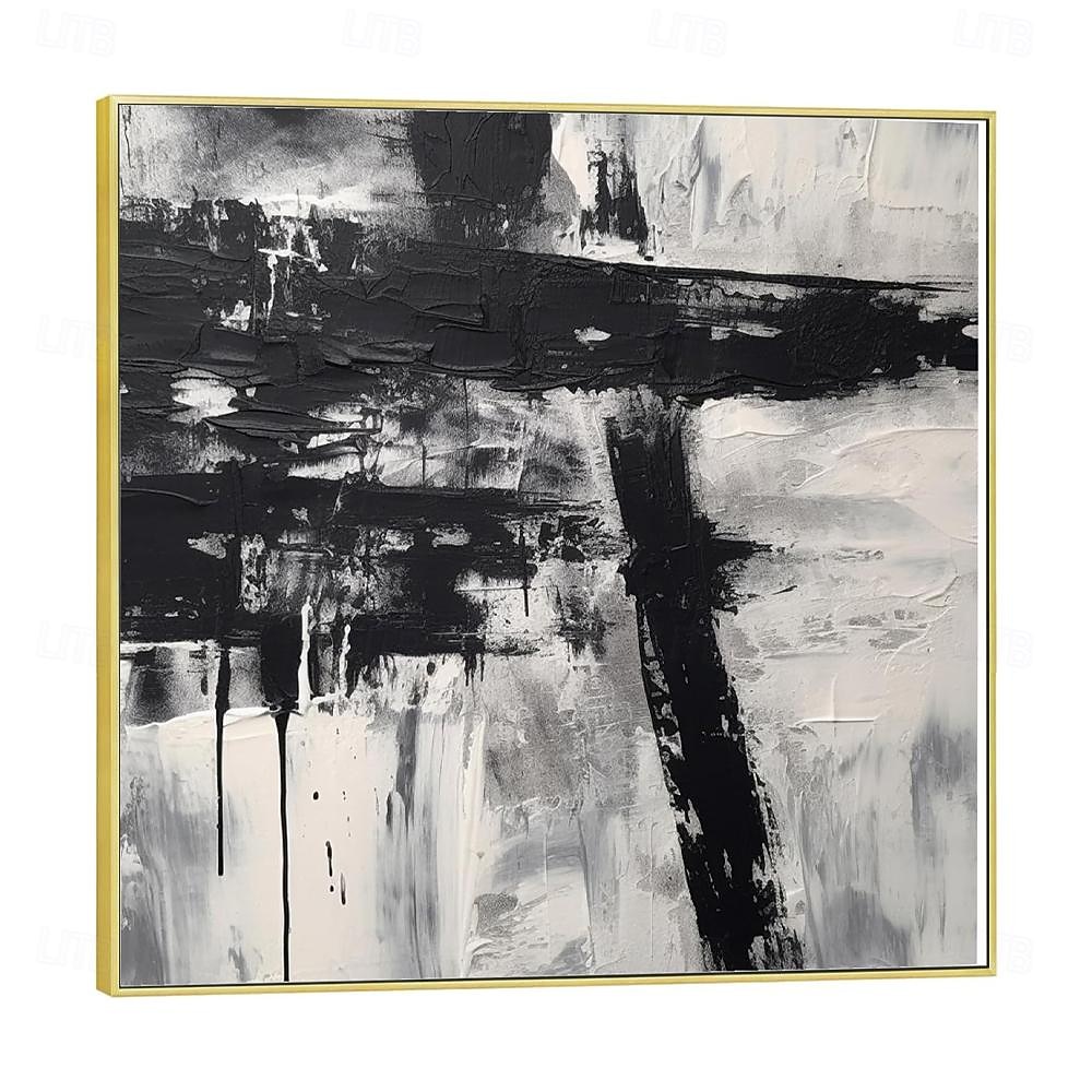 handgemachtes Ölgemälde Acryl Leinwand Wandkunst Dekoration minimal schwarz und weiß abstrakte Textur für Wohndekor gerollt rahmenloses ungedehntes Gemälde 2026 - $61.99 –P7