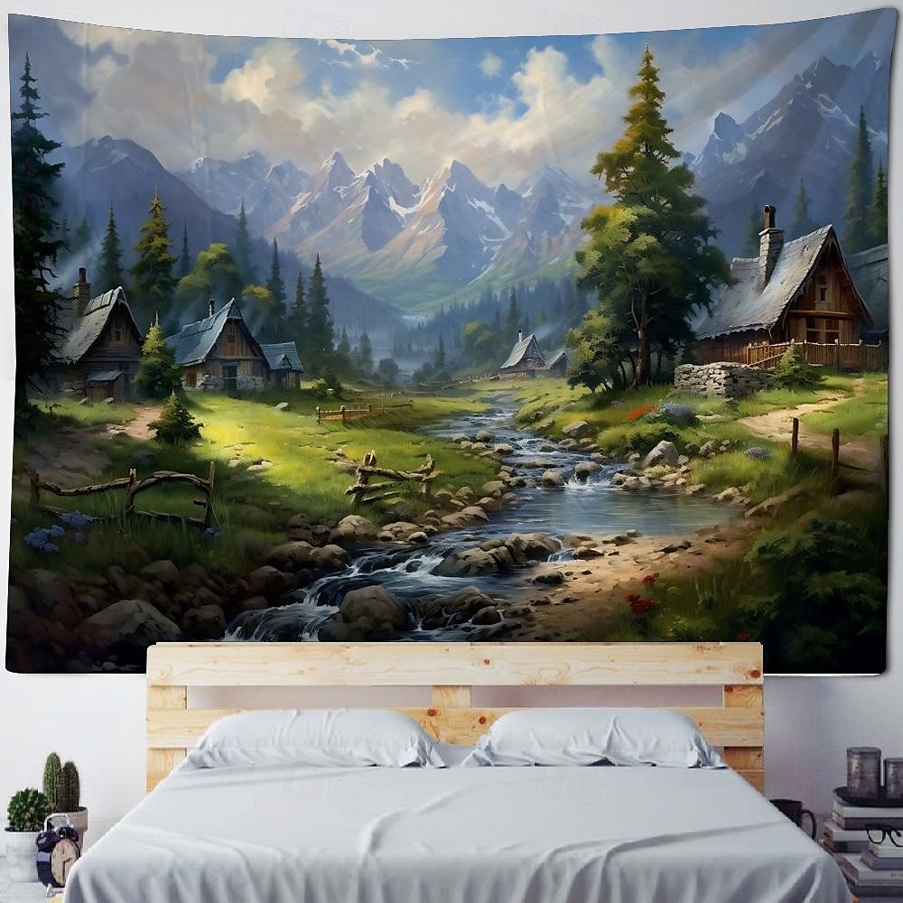 Природа сельской местности вид висит гобелен стены искусства большой гобелен фреска декор фотография фон одеяло занавеска дома спальня гостиная украшения фермерский дом 2026 - $17.99 –P10