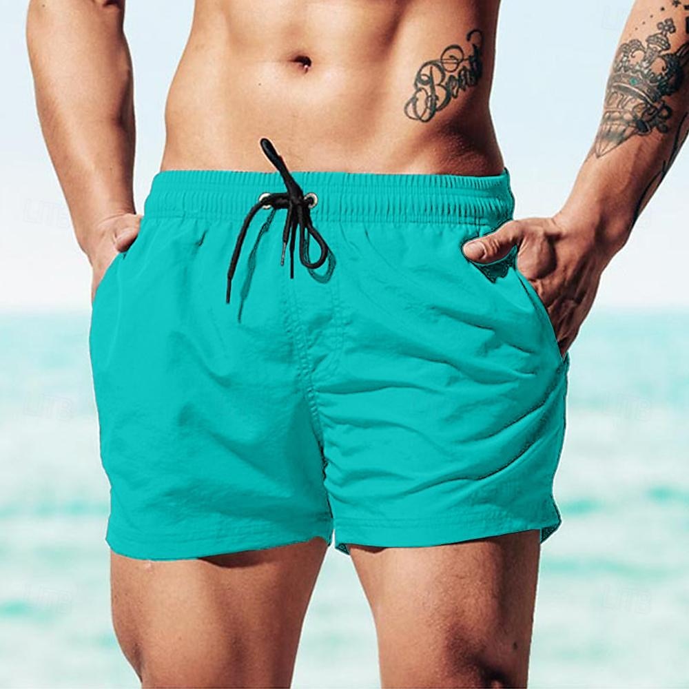 Herre Surfeshorts Badeshorts Snorer Elastisk midje عادي Komfort Hurtigtørkende Kort Ferie Strand Helg Mote Fritid Vannmelon Rød Gressgrønn Mikroelastisk 2026 - $12.49 –P11