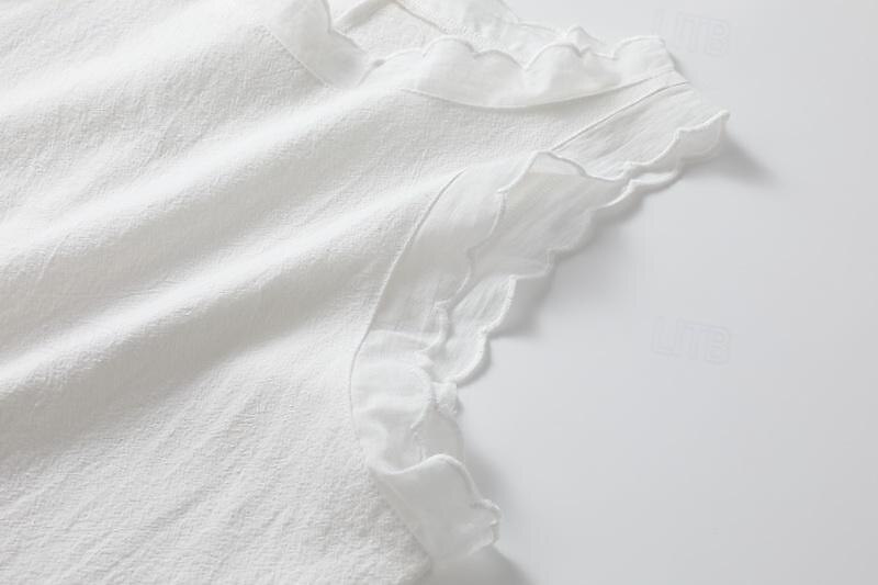 Per donna Mini Abito Abito Bianco Abito da laurea Abito in cotone e lino Vestito Estivo Casual Vacanza Quotidiano Data Vestibilità regolare Senza Maniche Girocollo Nero Bianco Rosa Blu Estate del 2025 a $14.99 –P4