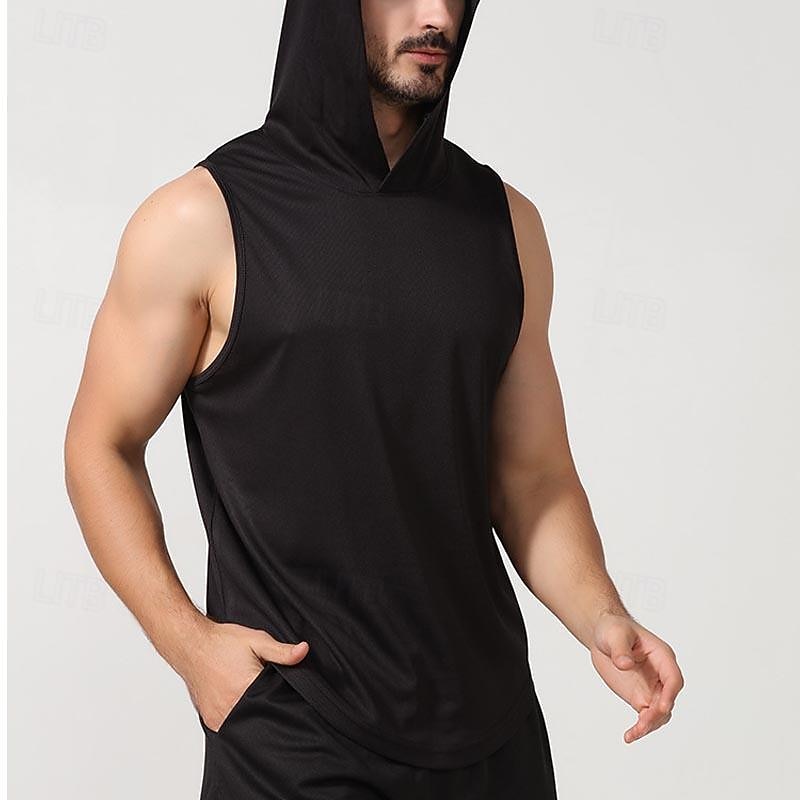 Homens Camiseta Colete de Trilha Sem Manga Com Capuz Malha Íntima Camisa sem mangas Colete superior Ao ar livre Secagem Rápida Macio Redutor de Suor Verão Poliéster Preto Branco Azul Marinho de 2026 por $12.99 –P8
