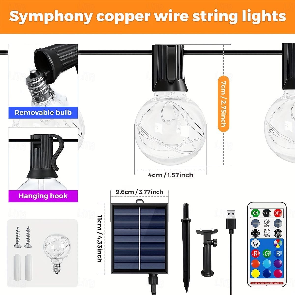 G40 Solar String Lights, Outdoor Waterproof Colorful String Light with Remote Control for  Courtyard Garden Wedding Festival Decoration Light String 2026 - $75.99 –P1