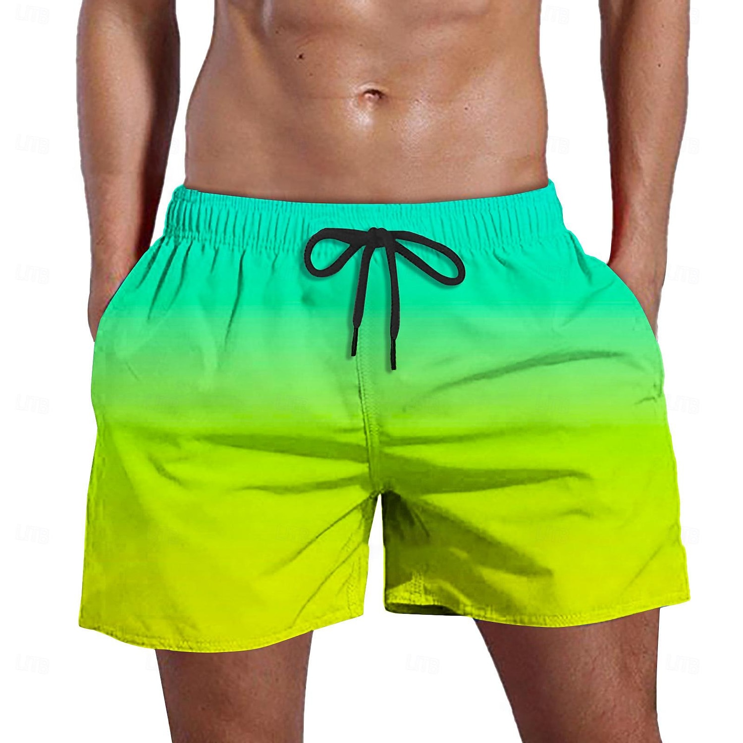 Men's Swim Trunks Swim Shorts Board Shorts Drawstring Pocket Elastic Waist Color Block Gradient Comfort Quick Dry Short Beach Holiday Weekend Fashion Casual Yellow Micro-elastic 2026 - $13.49 –P5
