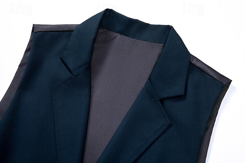 Pánské Kamizelka Vesta Denní nošení Dovolená Jdeme ven Vinobraní Módní Jaro & podzim Tlačítko Polyester Pohodlné Bez vzoru Jednořadé Klopa Běžný Černá Bordó Tmavě námořnická Vesta 2025 - $33.99 –P6