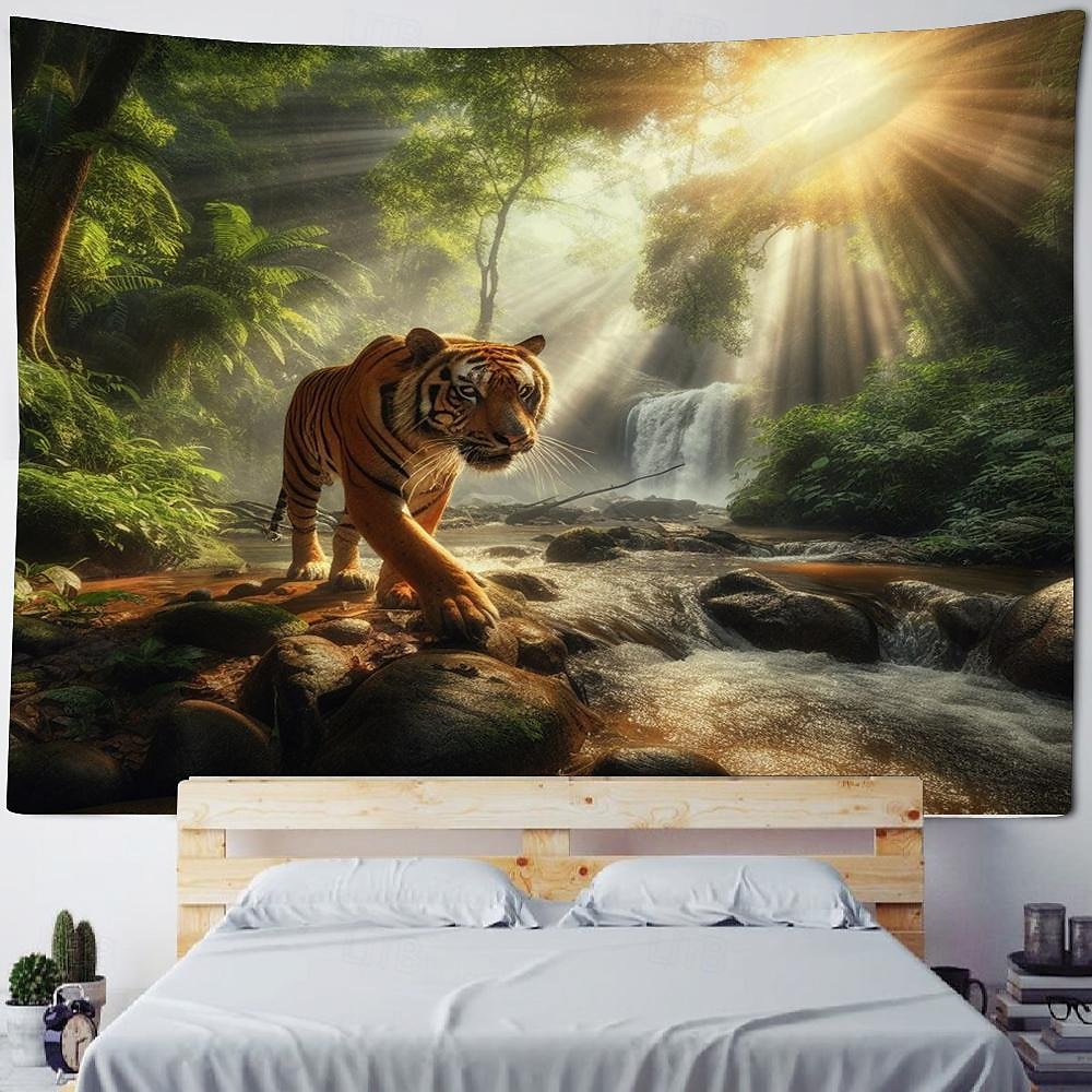 tigerskog hängande gobeläng väggkonst stor gobeläng väggmålning dekor fotografi bakgrund filt gardin hem sovrum vardagsrum dekoration 2025 - $16.99 –P6