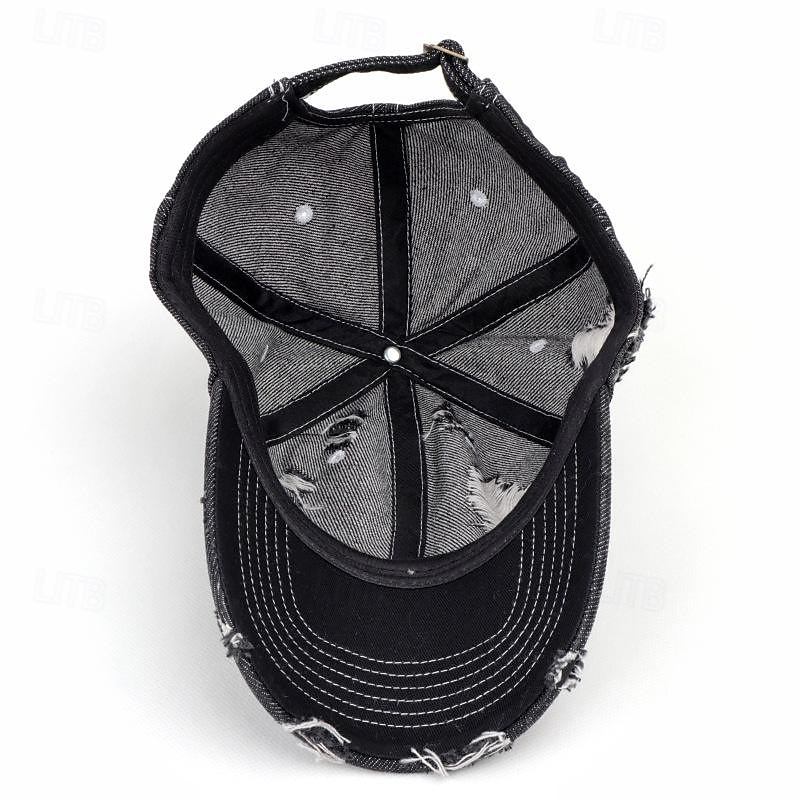 Herren Cap Basecap Sonnenhut Kappe Schwarz Dunkel Blau Baumwolle Zerrissen Modisch Brautkleider schlicht Strasse Täglich Glatt Einstellbar Sonnenschutz Atmungsaktiv 2025 - $12.99 –P3