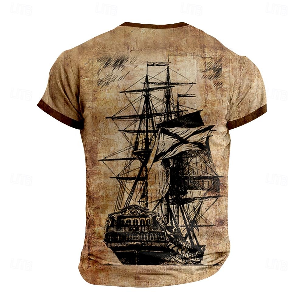 Bărbați Navă Marin Tricou Manșon scurt Tricou Tipărire 3D Cămașă Retro / vintage Casual Zilnic Maro Primavara vara Îmbrăcăminte S M L XL XXL 3XL 2026 - $22.99 –P2