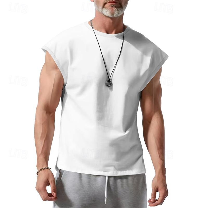 Herren Tank Top Weste Unterhemd Ärmelloses Shirt Ärmellos Rundhalsausschnitt Frühling & Sommer Einfach Mode Designer Basic Urlaub Straße Ausgehen Weiß Wein Dunkelmarine Top T-Shirt für Herren 2025 - $10.99 –P2