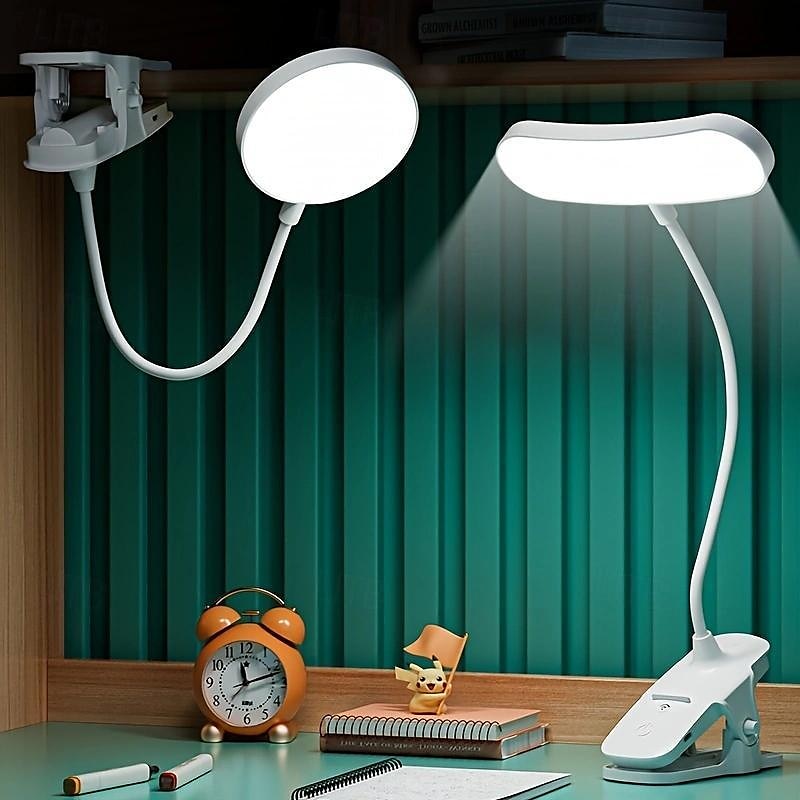 מנורת שולחן טעינת USB 1 יחידה עם מהדק מתכוונן, מנורת שולחן LED אור קריאה רכה, מנורת ספר ליד המיטה, מנורת לילה עדינה, עמעום מגע LED, הגנה על העיניים אידיאלית לשידות לילה או שולחנות כתיבה 2025 - $7.99 –P2