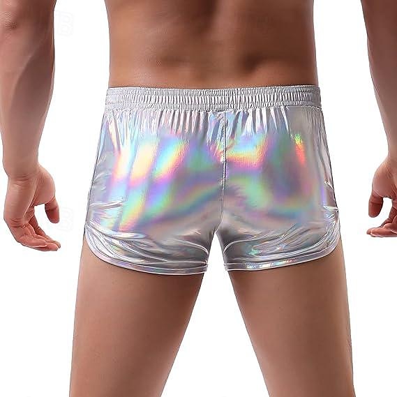 Retro 80. léta Mini Kraťasy PU šortky Disko Lesklý latexový patent Kov Pevná barva Pánské předvečer Všech svatých Karneval Pride Parade Měsíc hrdosti Dospělí Kraťasy Léto 2025 - $13.99 –P6
