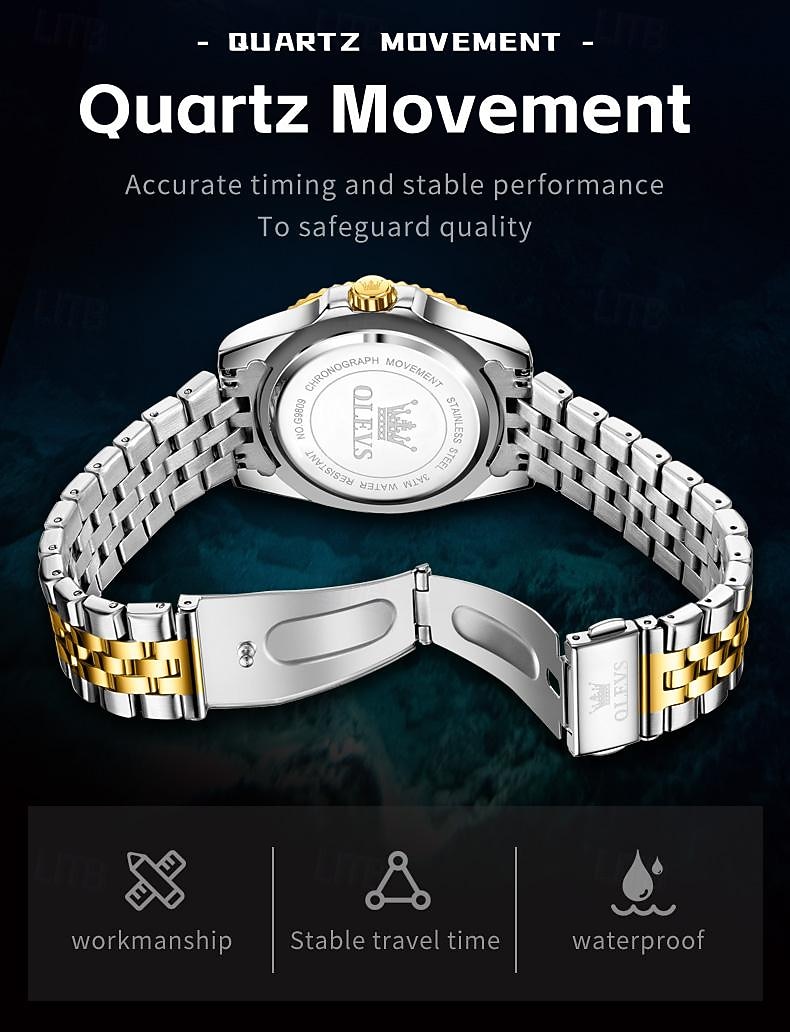 OLEVS Heren Quartz Horloge Buiten Sport Mode Polshorloge Luminieuze Kalender Waterdicht Decoratie Stalen Horloge 2026 - $39.99 –P6