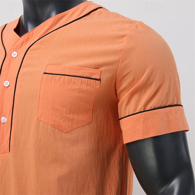 Bărbați loungewear Camasa de noapte Cămașă de noapte Culoare pură Stilat Confortabili Halate kimono Zilnic Casă Poliester Απαλό Respirabil În V Manșon scurt Buzunar Vară Primăvară Negru Alb 2026 - $29.99 –P14