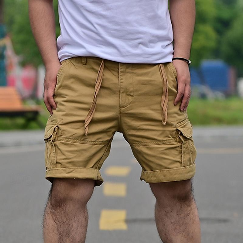 Men's Tactical Shorts Cargo Shorts Shorts Buttons Drawstring Multi Pocket Plain Wearable Short Outdoor Daily Camping & Hiking Fashion Classic Black White 2025 - $26.99 –P1