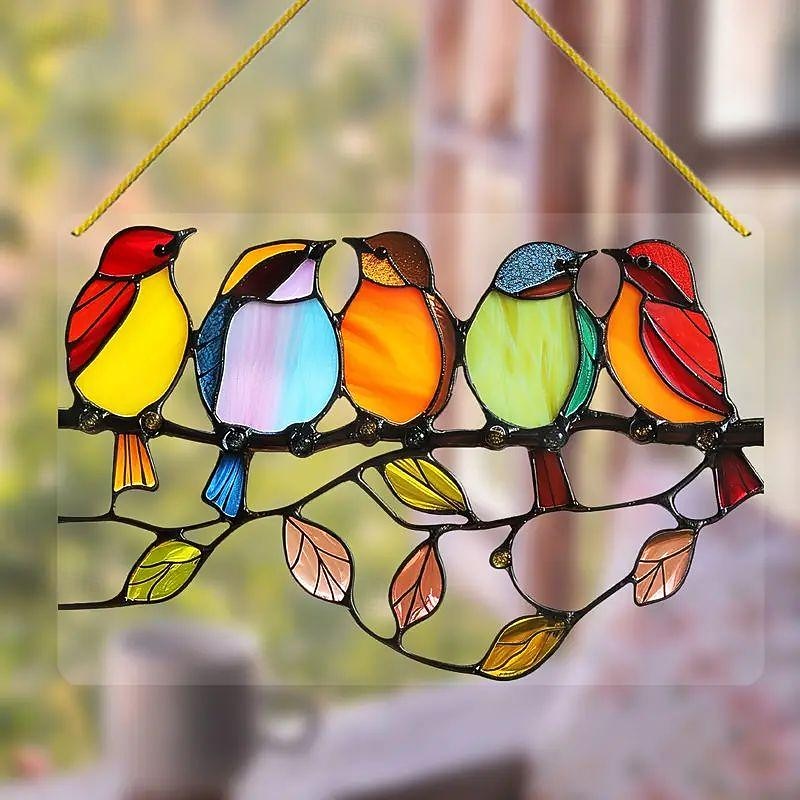 lasimaalaus lintujensiepparin ikkunan ripustus - akryyli aurinkosiepparin lasiverhoilu - pihasisustus, hieno lahja lintujen ystäville - kodin, sisustuksen ja toimiston sisustus 2026 - $13.99 –P3