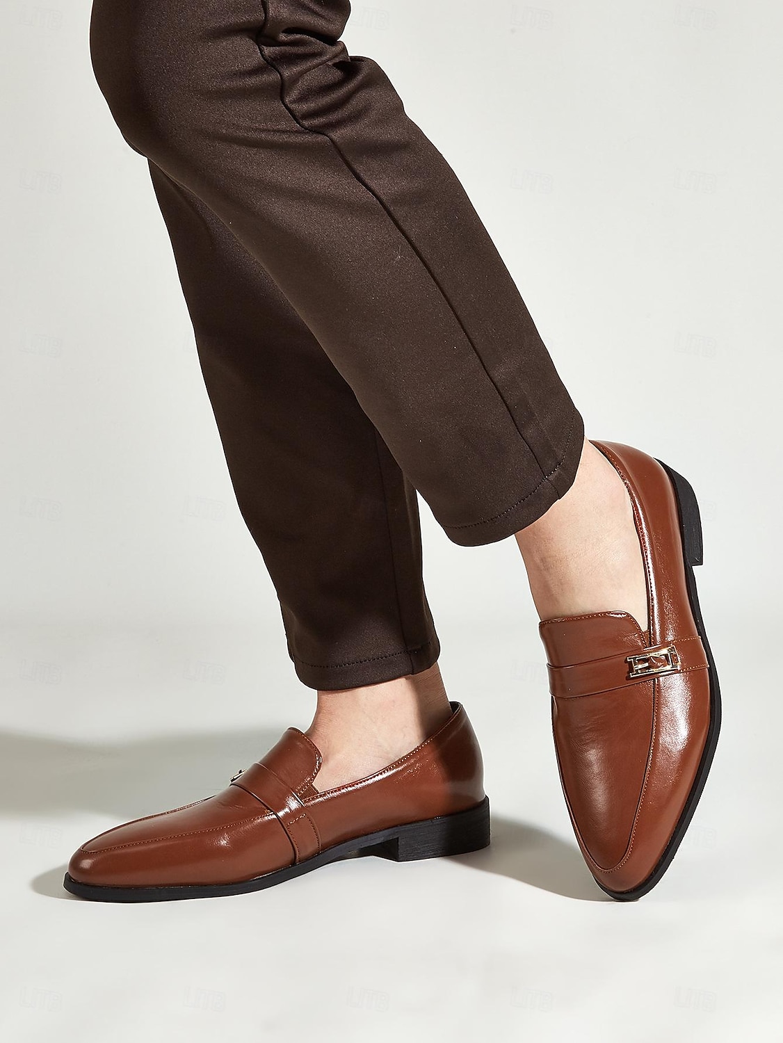 ανδρικά μαύρα loafers από ψεύτικο δέρμα – slip-on dress παπούτσια με μεταλλική προφορά για επαγγελματικούς, γραφείο και επίσημες περιστάσεις 2025 - $59.99 –P3