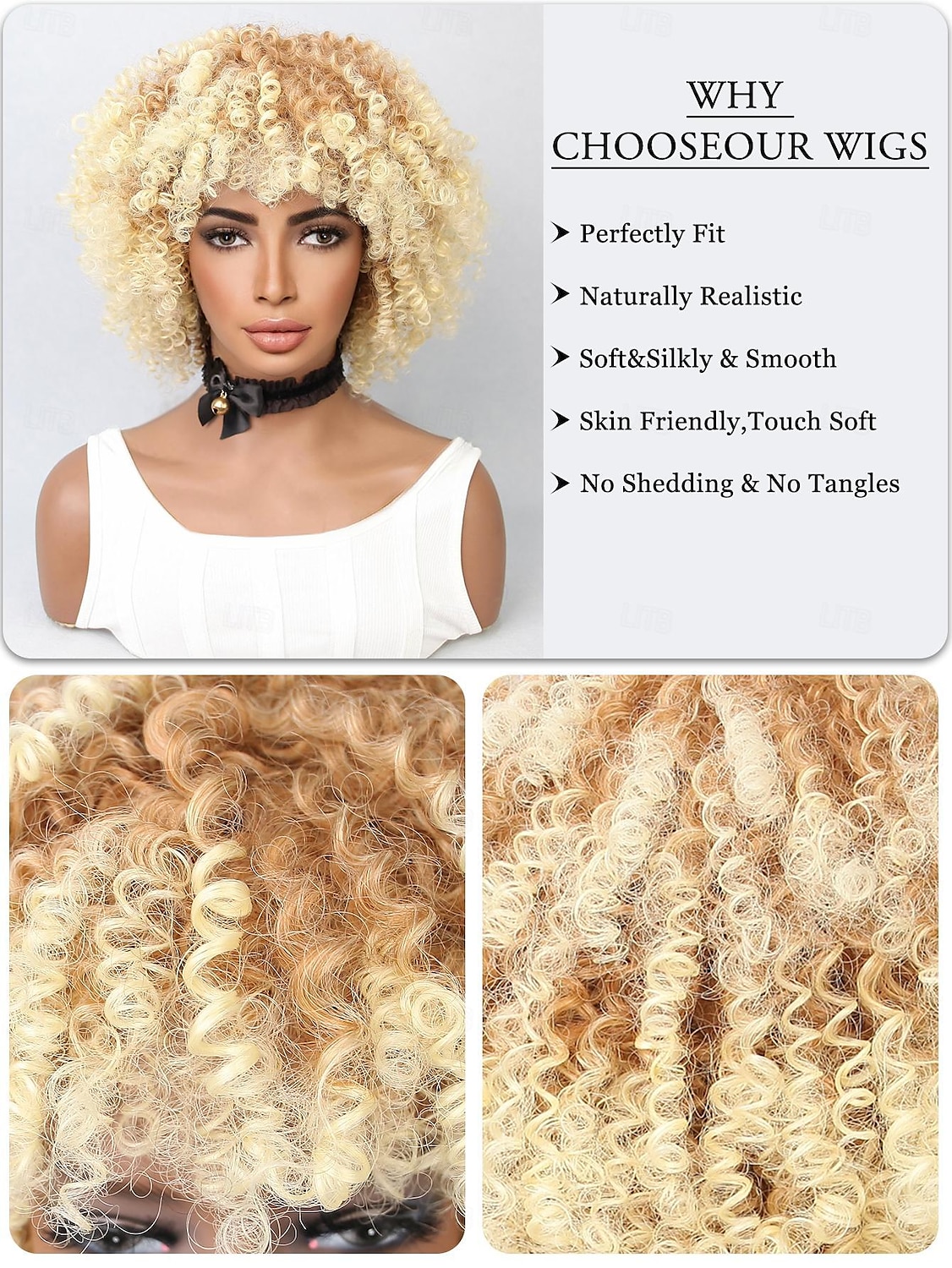 Synthetic Wig Water Wave Bob Neat Bang Wig 12 inch Light golden Synthetic Hair Women's Blonde Multi-color 2025 - $24.99 –P8