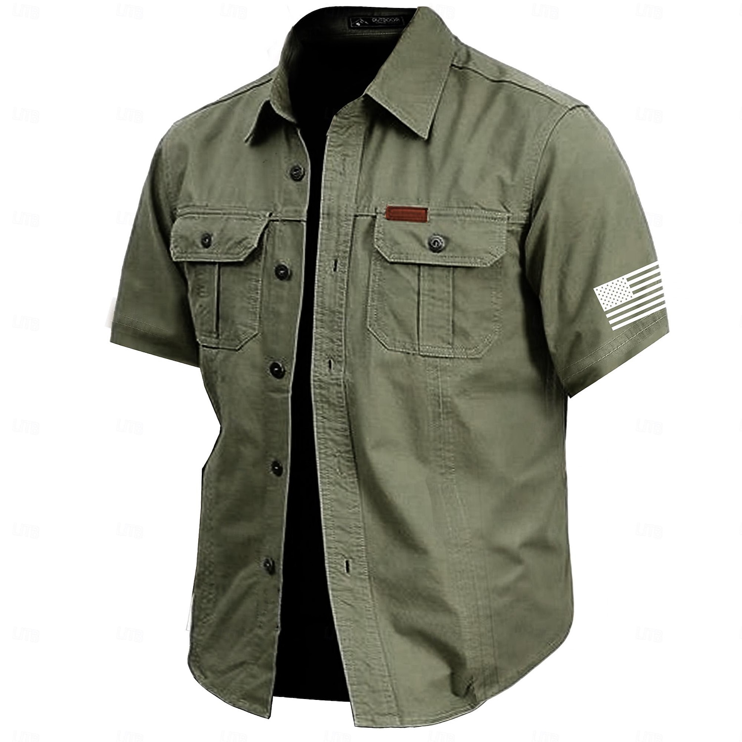 Per uomo Tinta unica Camicia da lavoro Camicia Western Camicia cargo Manica Corta Casual Pantaloni Tattici Vacanza Quotidiano Uscire Estate Collo ripiegato Bavero Tasca Verde militare Bianco sporco del 2026 a $27.99 –P1